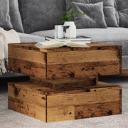 sofabord med LED-lys 50x50x40 cm gammelt træ-look