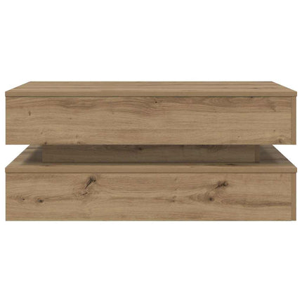 sofabord med LED-lys 90x50x40 cm kunsteg