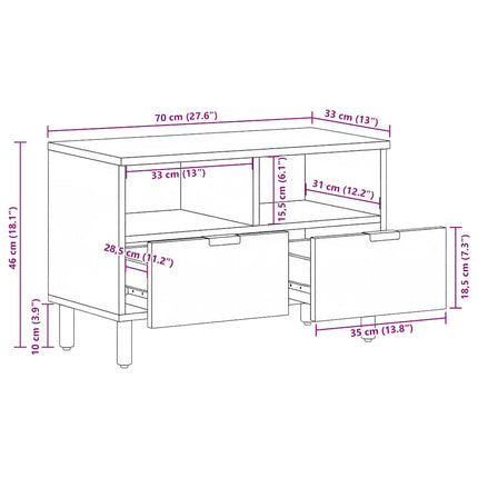 tv-bord 70x33x46 cm konstrueret træ sort