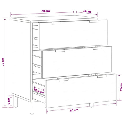 skab 60x33x75 cm konstrueret træ sort