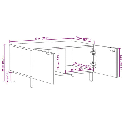 sofabord 80x50x40 cm konstrueret træ sort