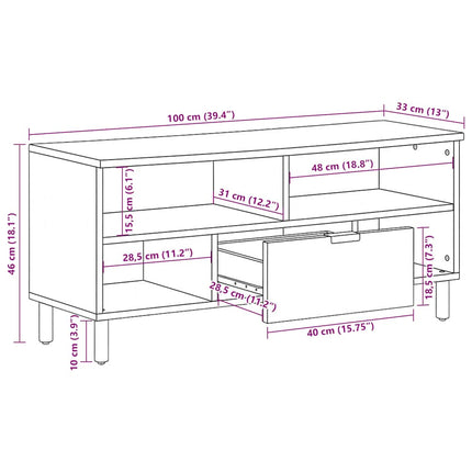 tv-bord 100x33x46 cm konstrueret træ sort