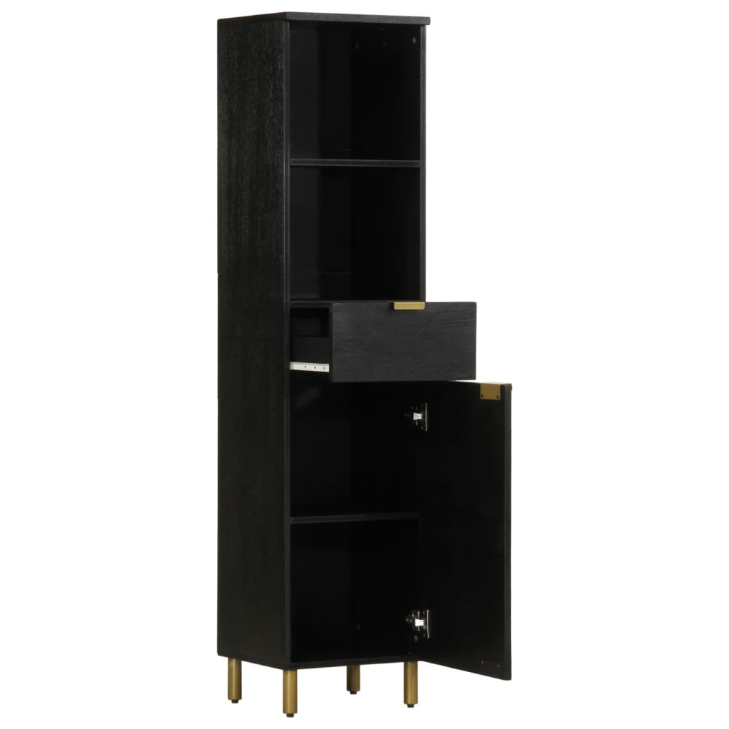 badeværelsesskab 38x33x160 cm massivt mangotræ sort