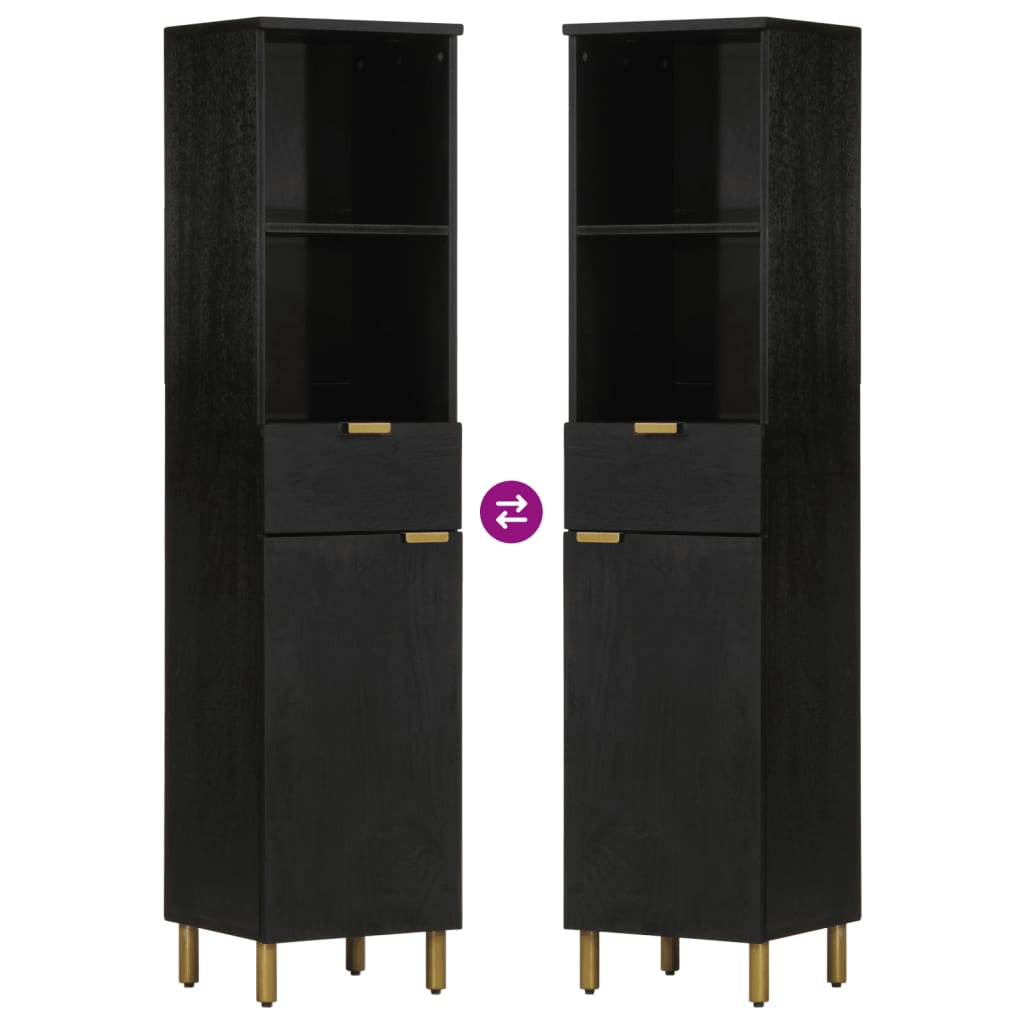 badeværelsesskab 38x33x160 cm massivt mangotræ sort