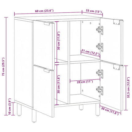 skab 60x33x75 cm konstrueret træ sort