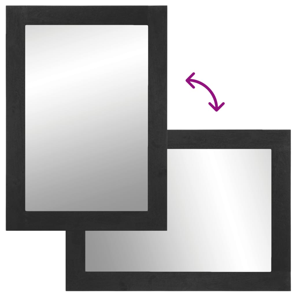 badeværelsesspejl 50x70x2,5 cm konstrueret træ og messing sort