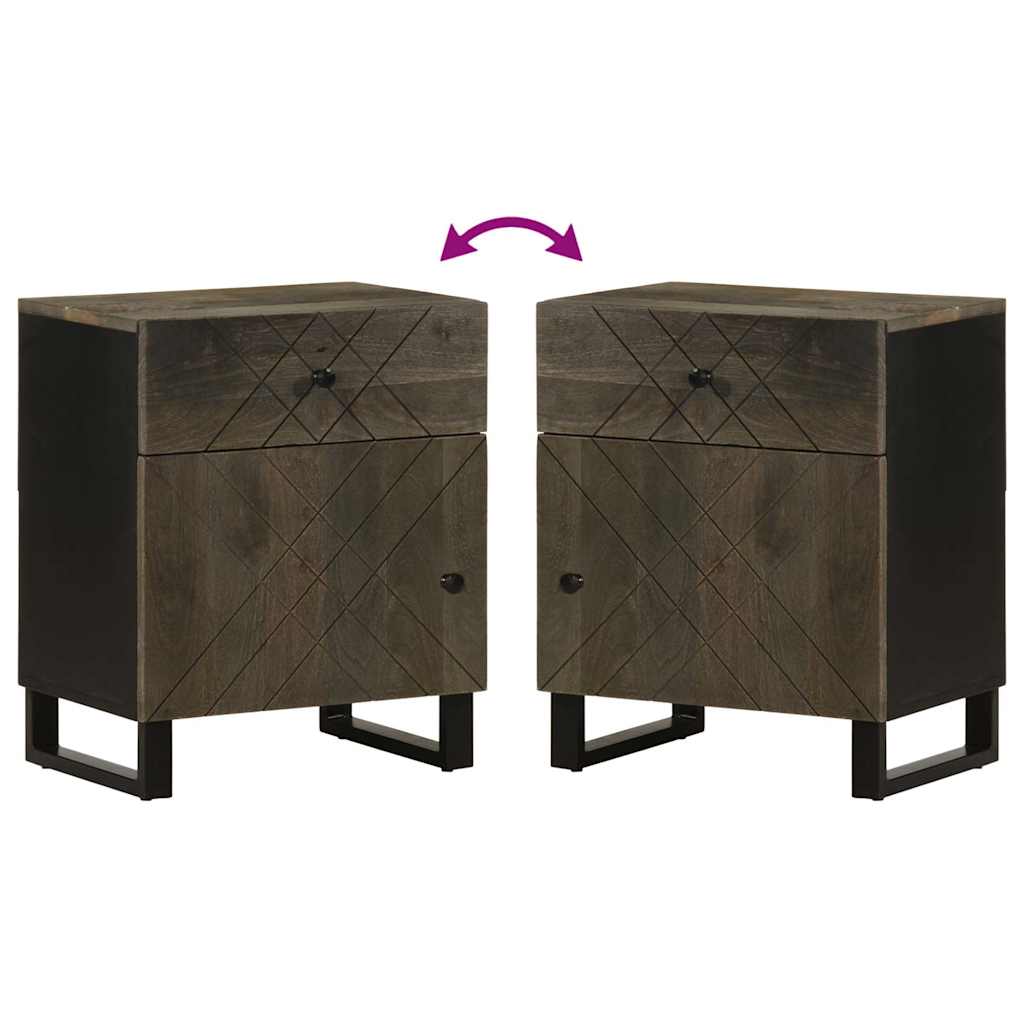 sengebord 50x33x60 cm massivt mangotræ sort