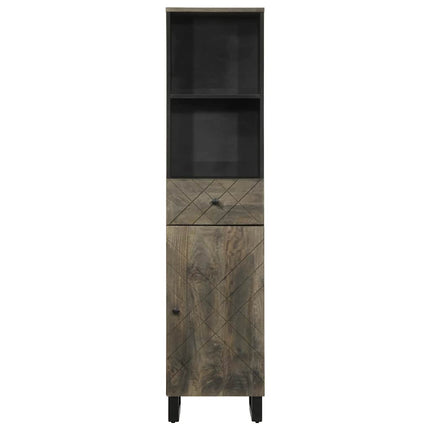 badeværelsesskab 38x33x160 cm massivt mangotræ sort