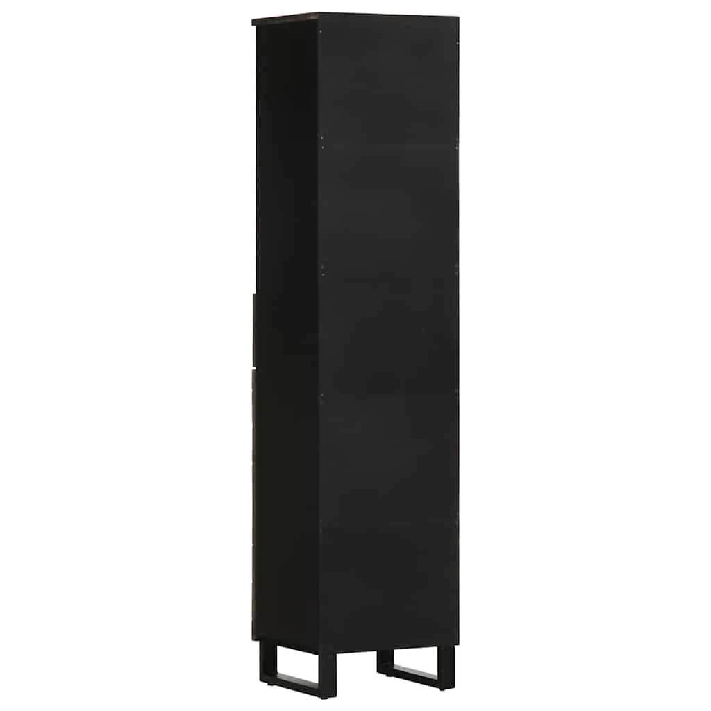 badeværelsesskab 38x33x160 cm massivt mangotræ sort