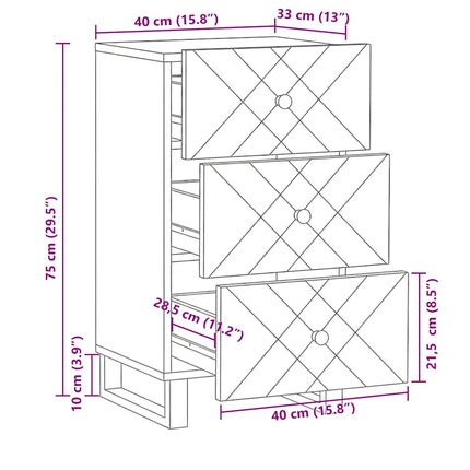 skænk 40x33x75 cm massivt mangotræ sort
