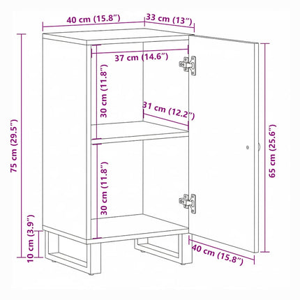 skænk 40x33x75 cm massivt mangotræ sort