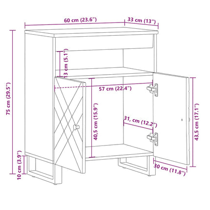 skænk 60x33x75 cm massivt mangotræ sort