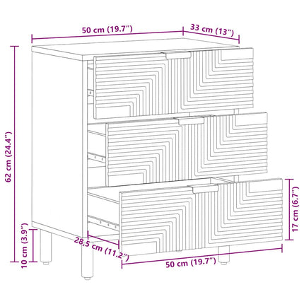 sengebord 50x33x60 cm massivt mangotræ brun