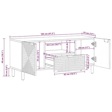 tv-bord 105x33x46cm massivt mangotræ brun
