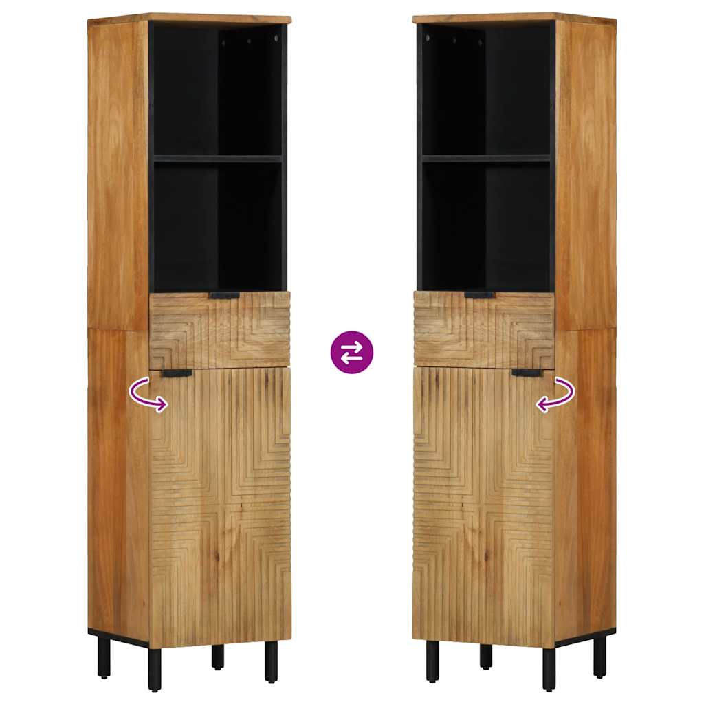 badeværelsesskab 38x33x160 cm massivt mangotræ brun