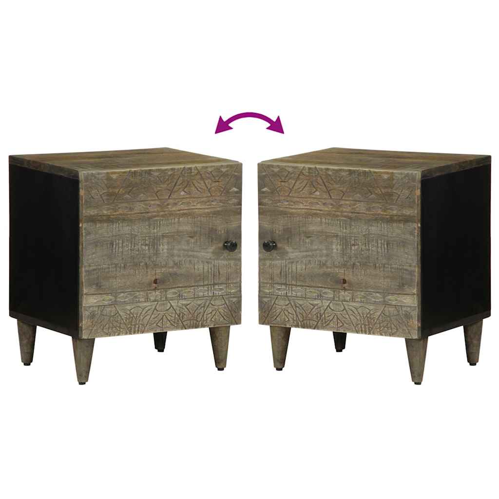 sengebord 40x33x46 cm massivt mangotræ lysegrå