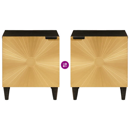 Natskab 2 pcs Sort og Guld 40 x 33 x 46 cm Konstrueret træ