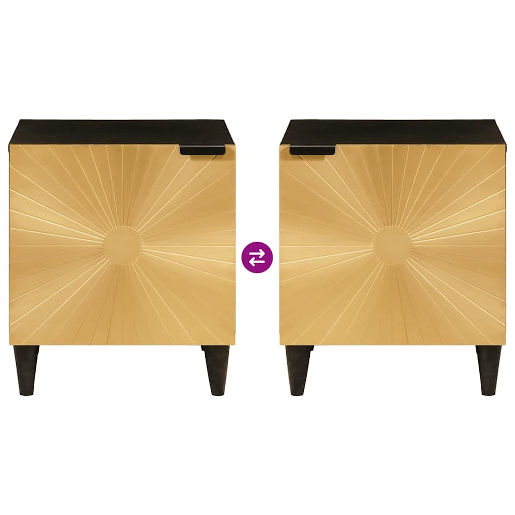 Sengebord 2 pcs Sort og Guld 40 x 33,5 x 46 cm