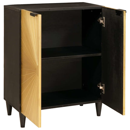 Sideboard Sort og Guld 60 x 33 x 75 cm Massivt mangotræ
