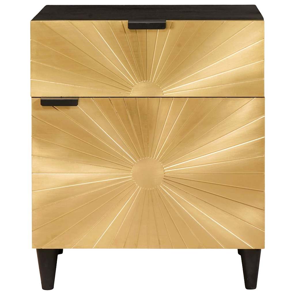 Sengebord Sort og Guld 50 x 33 x 60 cm Konstrueret træ