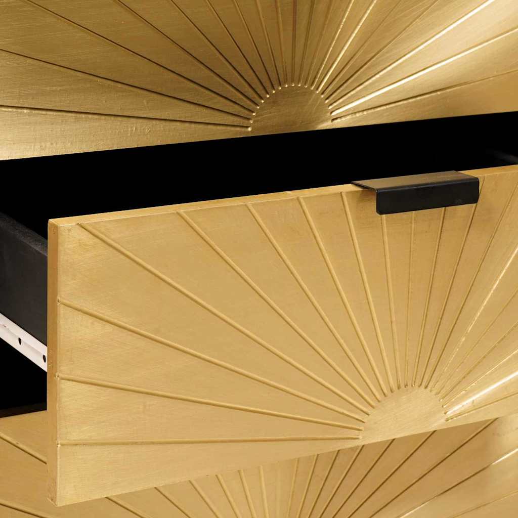 Sengebord med skuffe Sort og Guld 50 x 33 x 60 cm