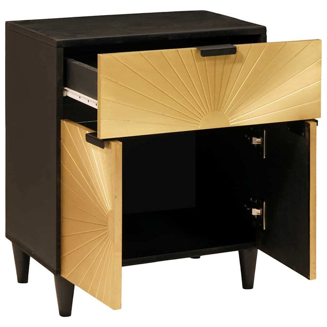 Sengebord Sort og Guld 50 x 33 x 60 cm Konstrueret træ