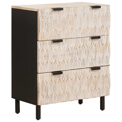 Sideboard 60 x 33 x 75 cm Massivt mangotræ Hvid Vask Finish