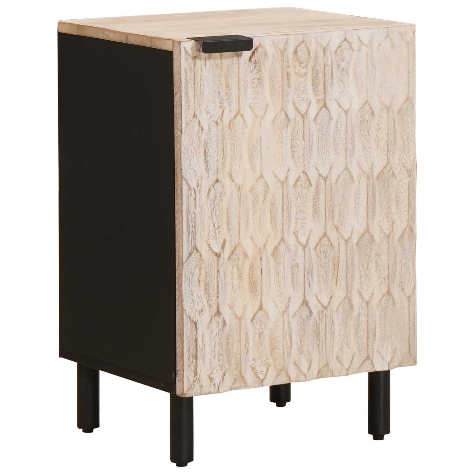 Badeværelsesskab med dør Hvid 38 x 33 x 58 cm Massivt mangotræ