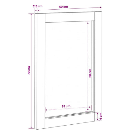 Badeværelsesspejl Acacia Brun Finish 50 x 70 x 2,5 cm