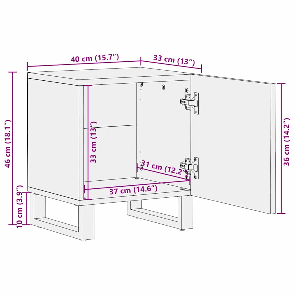 Sengeborde Brun og sort 40 x 33 x 46 cm