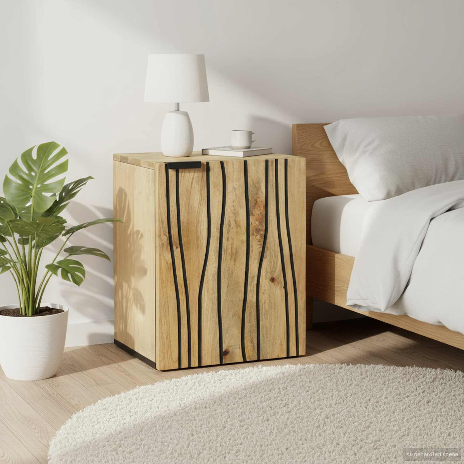 Badeværelsesskab 38x33.5x48 cm Massivt Træ Mango og Ingeniørtræ