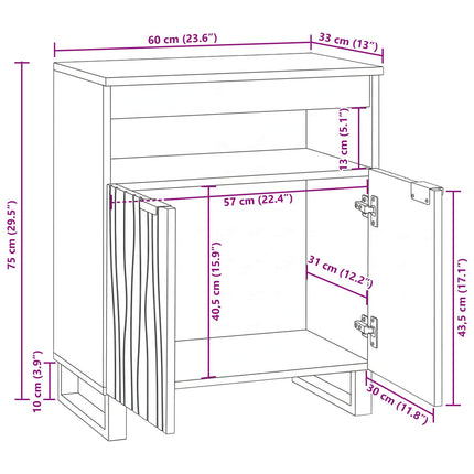 Sideboard Brun 60 x 33 x 75 cm Massivt mangotræ