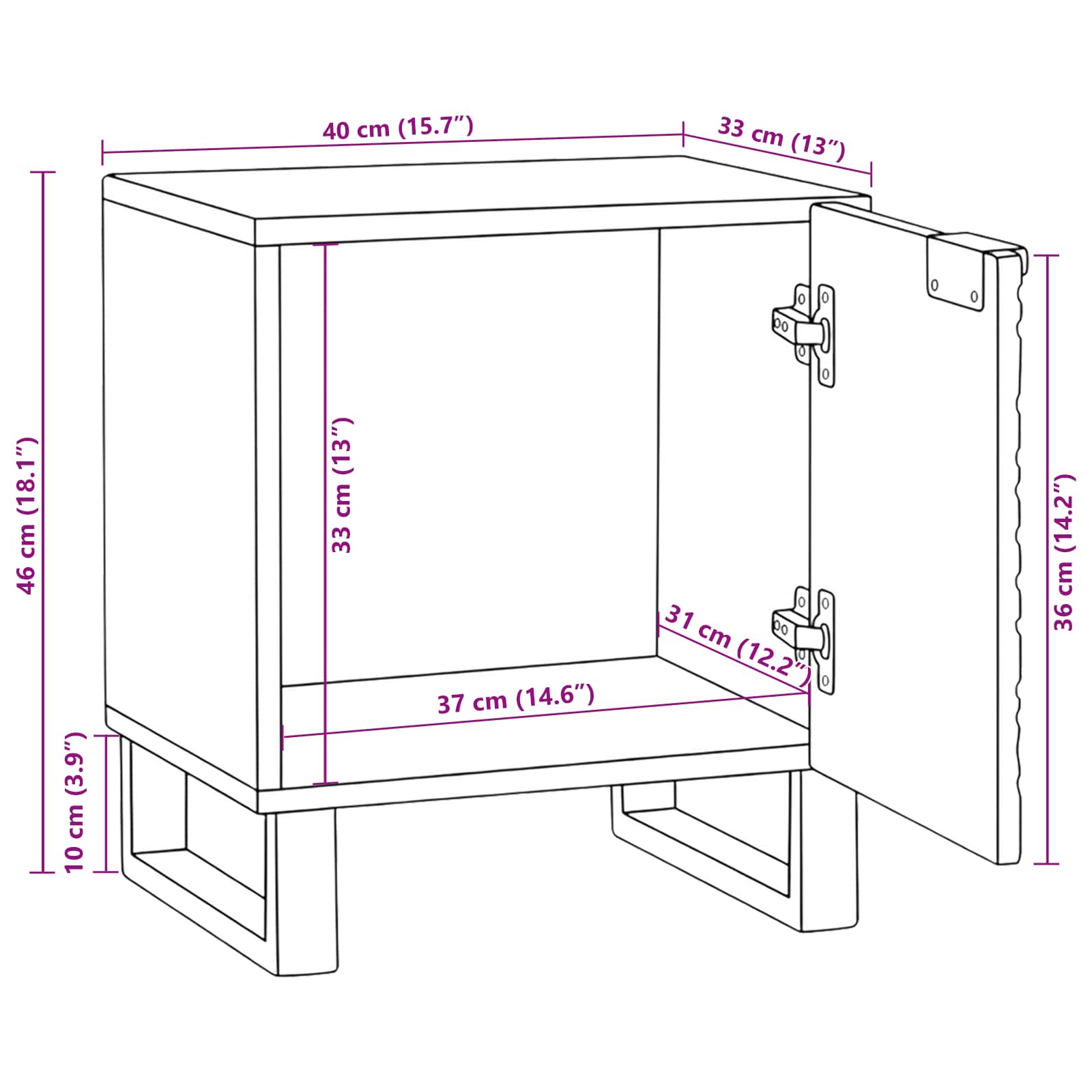 Natskab 2 pcs Hvid 40 x 33 x 46 cm Konstrueret træ