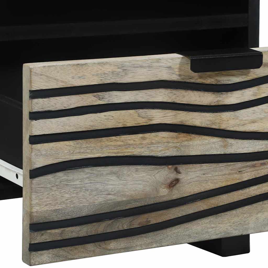 Natskab 2 pcs Hvid og sort 40 x 33 x 46 cm Massivt akacietræ