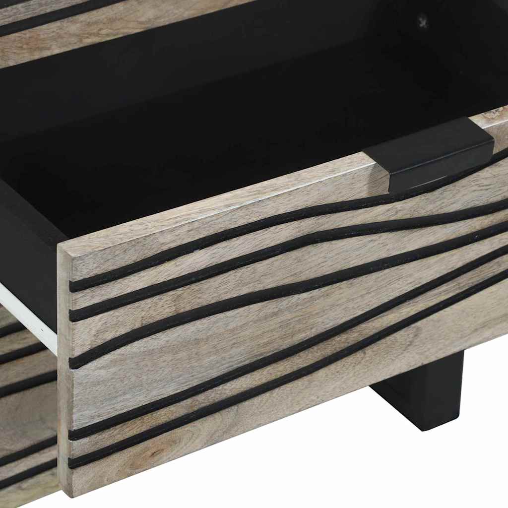 Natskab Hvid og sort 50 x 33 x 62 cm Massivt akacietræ