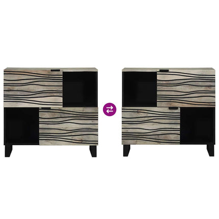 Sideboard Hvid 80 x 33 x 75 cm Massivt mangotræ