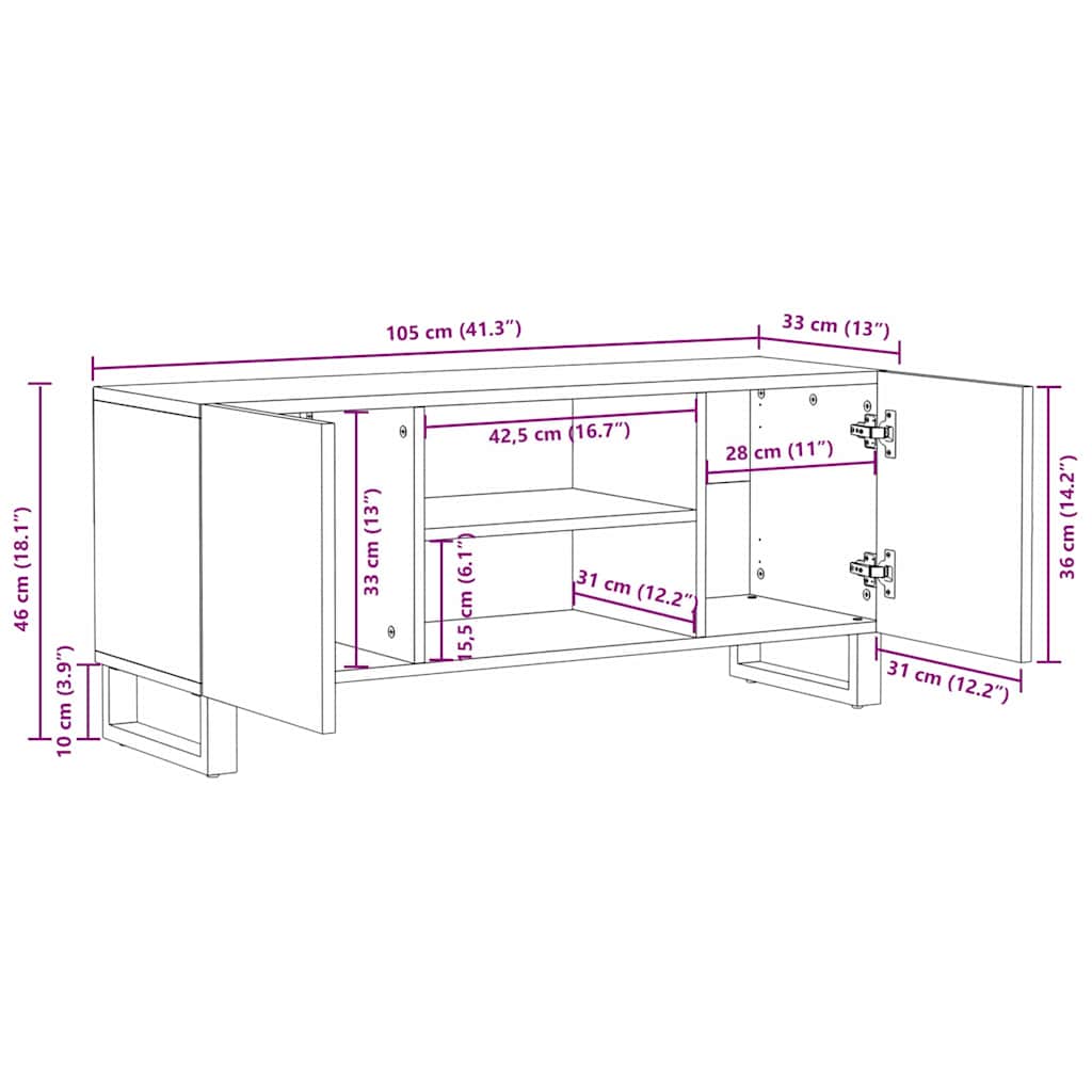 TV Enheder Valnød 105 x 33 x 46 cm Konstrueret træ