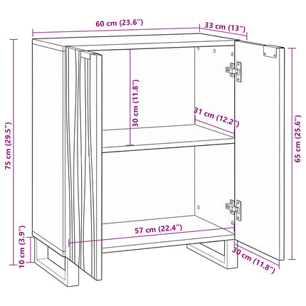 Sideboard Valnød 60 x 33,5 x 75 cm Massivt mangotræ