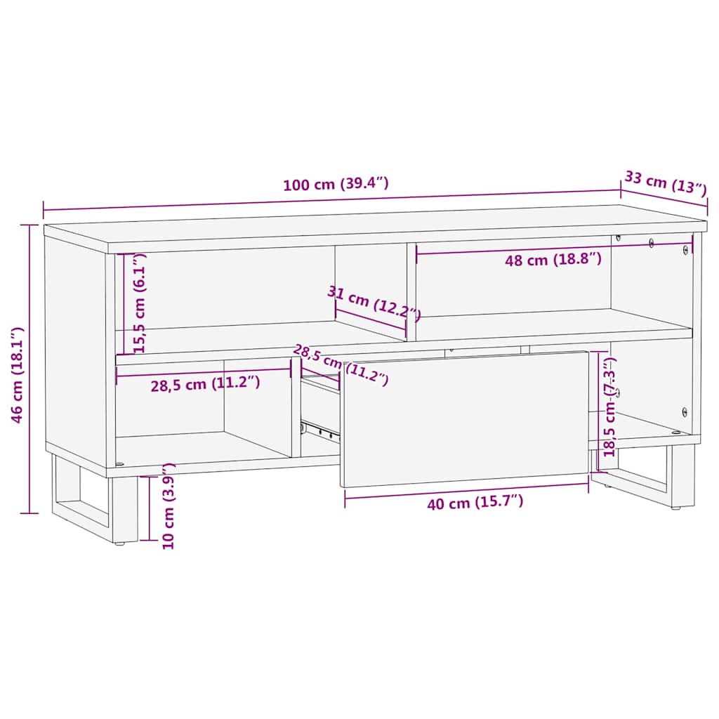 TV Enheder med skuffe Valnød 105 x 33 x 46 cm Konstrueret træ
