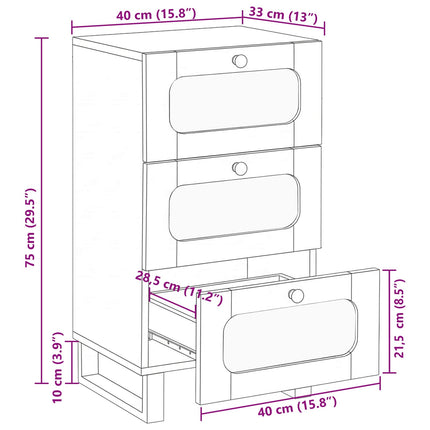 Sideboard med skuffe Brun 40 x 33 x 75 cm Massivt mangotræ