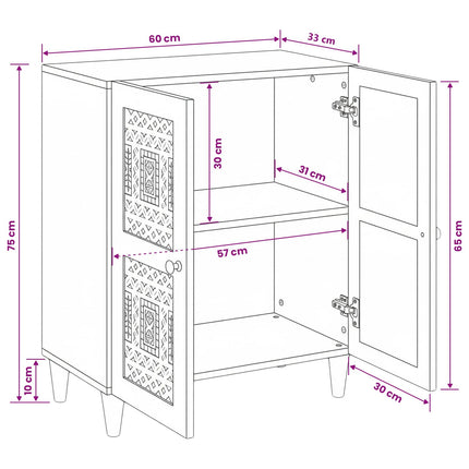 Sideboard Lysebrun 60 x 33 x 75 cm Massivt mangotræ