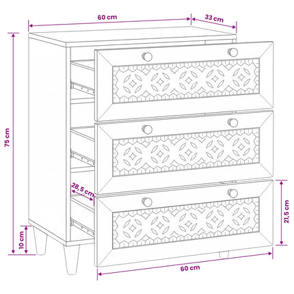 Sideboard Lysebrun 60 x 33 x 75 cm Massivt mangotræ