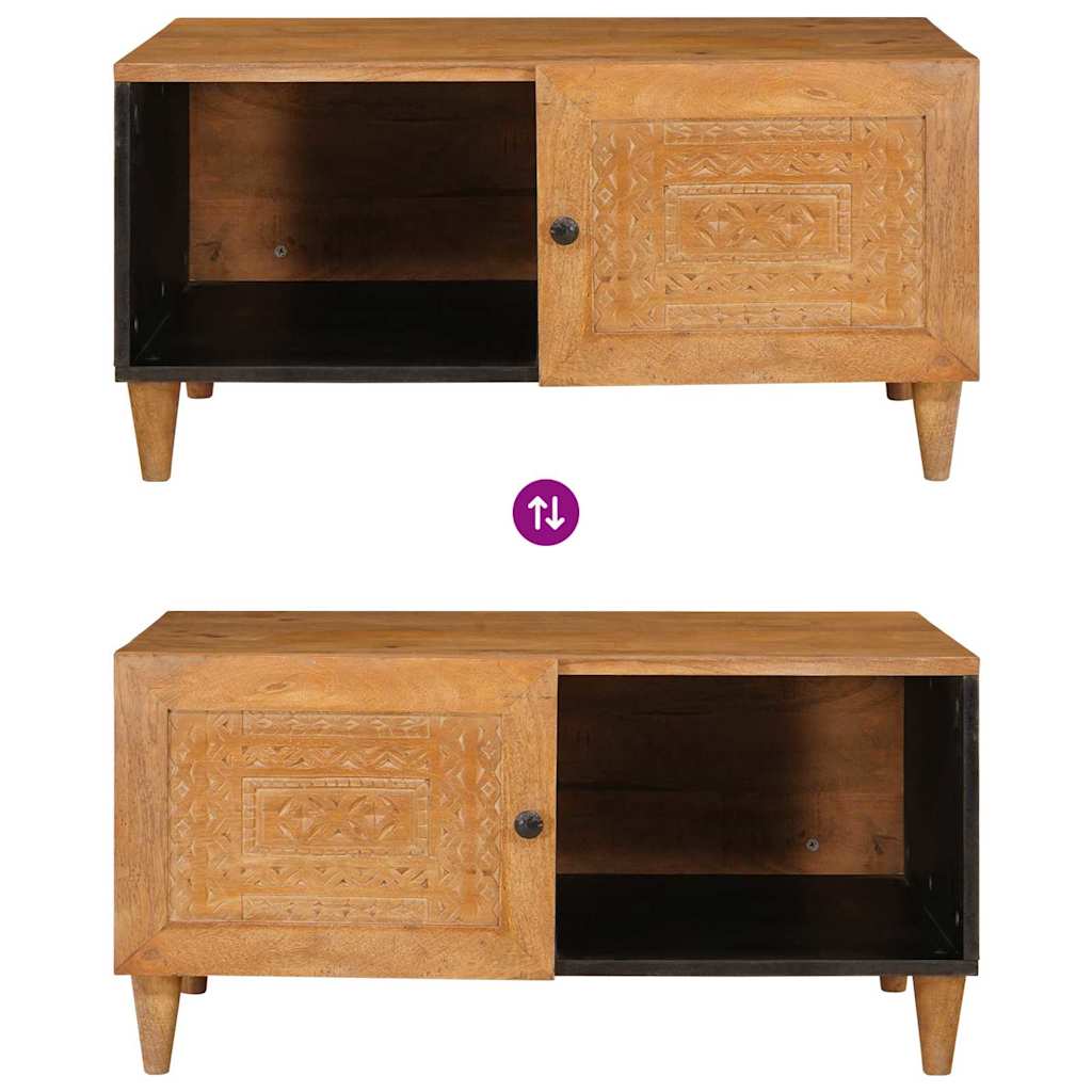 Sofabord med hylde Lysebrun 80 x 50 x 40 cm Massivt mangotræ