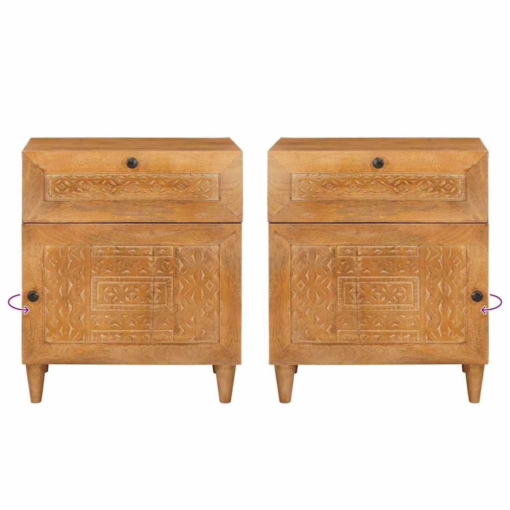 Sengebord med skuffe Lysebrun 50 x 33 x 60 cm Massivt mangotræ