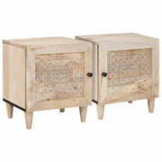 Sengebord 2 pcs Beige 40 x 33 x 46 cm Massivt mangotræ