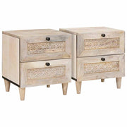 Sengebord 2 pcs Beige 40 x 33 x 46 cm Massivt mangotræ