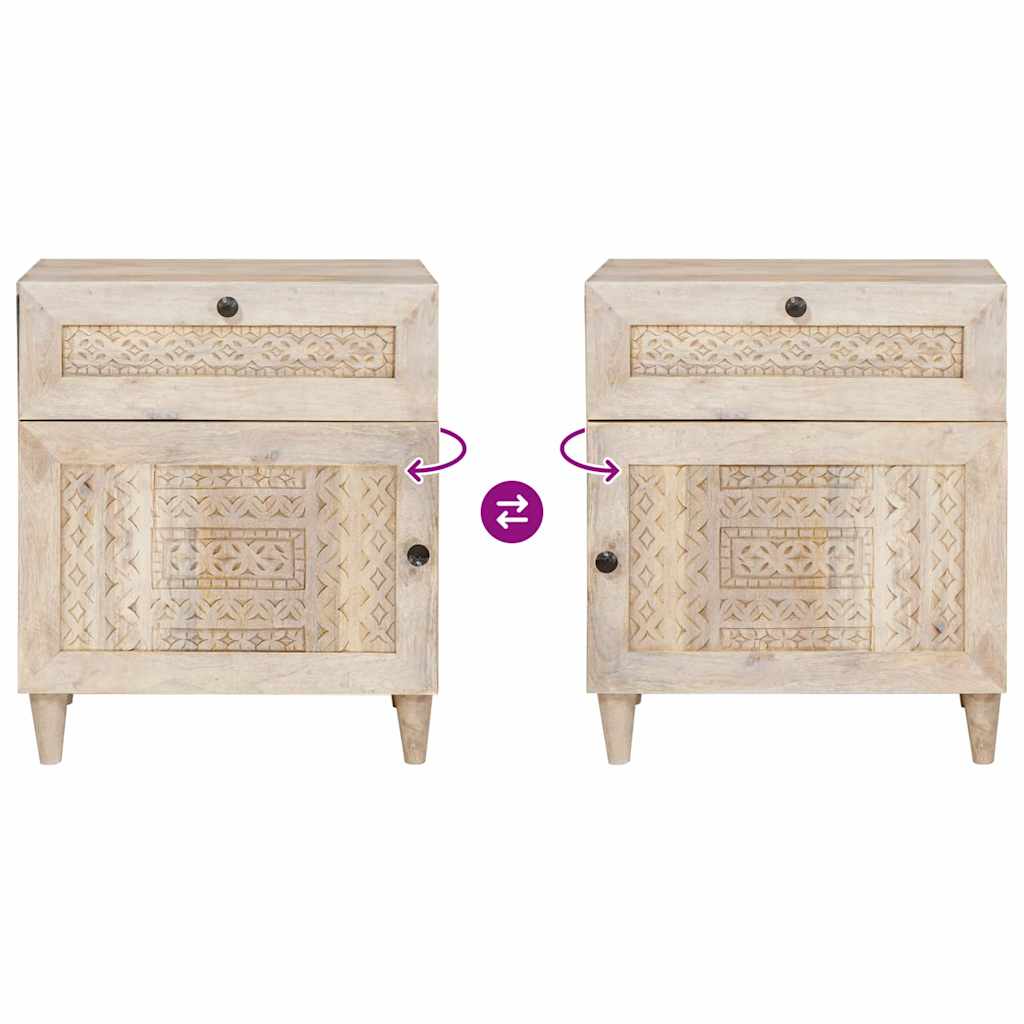 Sengebord med skuffe Beige 50 x 33 x 60 cm Massivt mangotræ