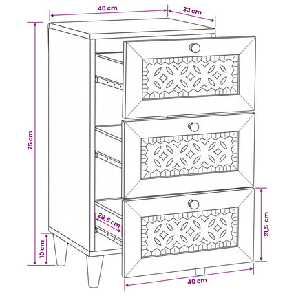 Sideboard med skuffe Hvid 33.5 x 40 x 75 cm