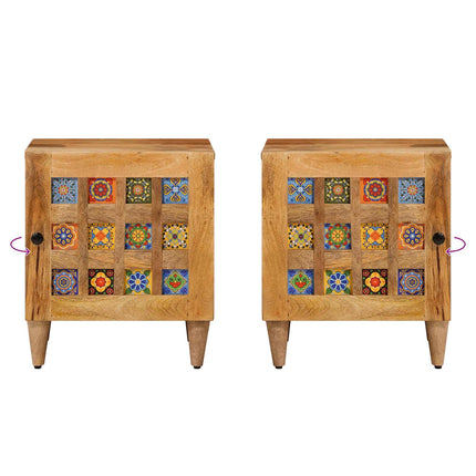 Natskab 2 pcs Naturfarvet 40 x 33 x 46 cm Massivt mangotræ
