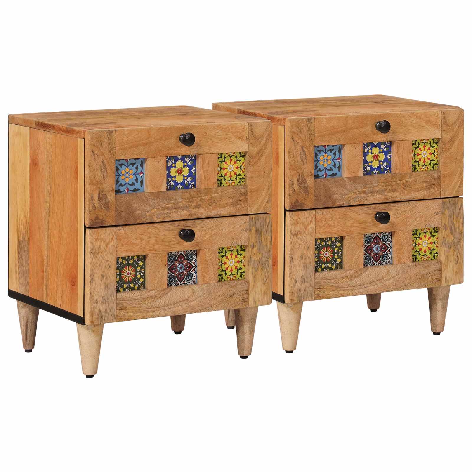 Natskab 2 pcs Naturfarvet 40 x 33 x 46 cm Massivt mangotræ